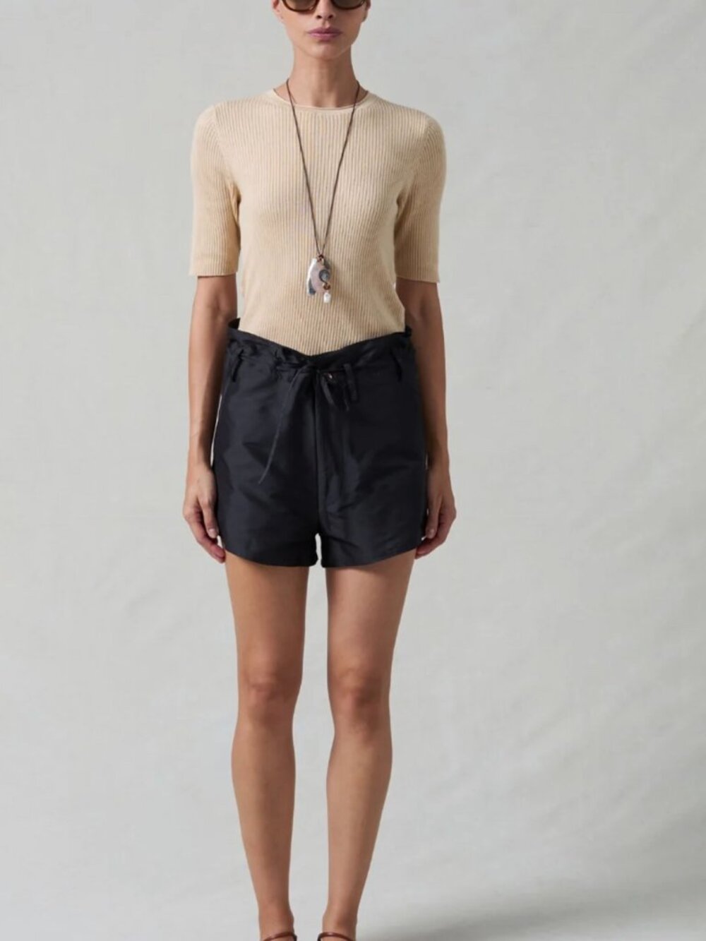 CHAN LUU Techno Taffeta Shorts - 2 / Black